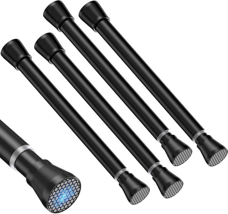 ZipGlo Small Tension Rod 16 to 26 Inch Black Spring Curtain Rod No Drilling Spring Tension Rod 4pack Adjustable Curtain Rod Tension for Bookshelf Diy Projects Kitchen, Cupboard,Tension Rod - Image 1
